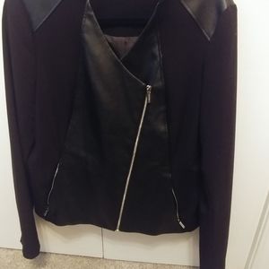 Calvin Klein women's black faux leather suit jacket Sz L